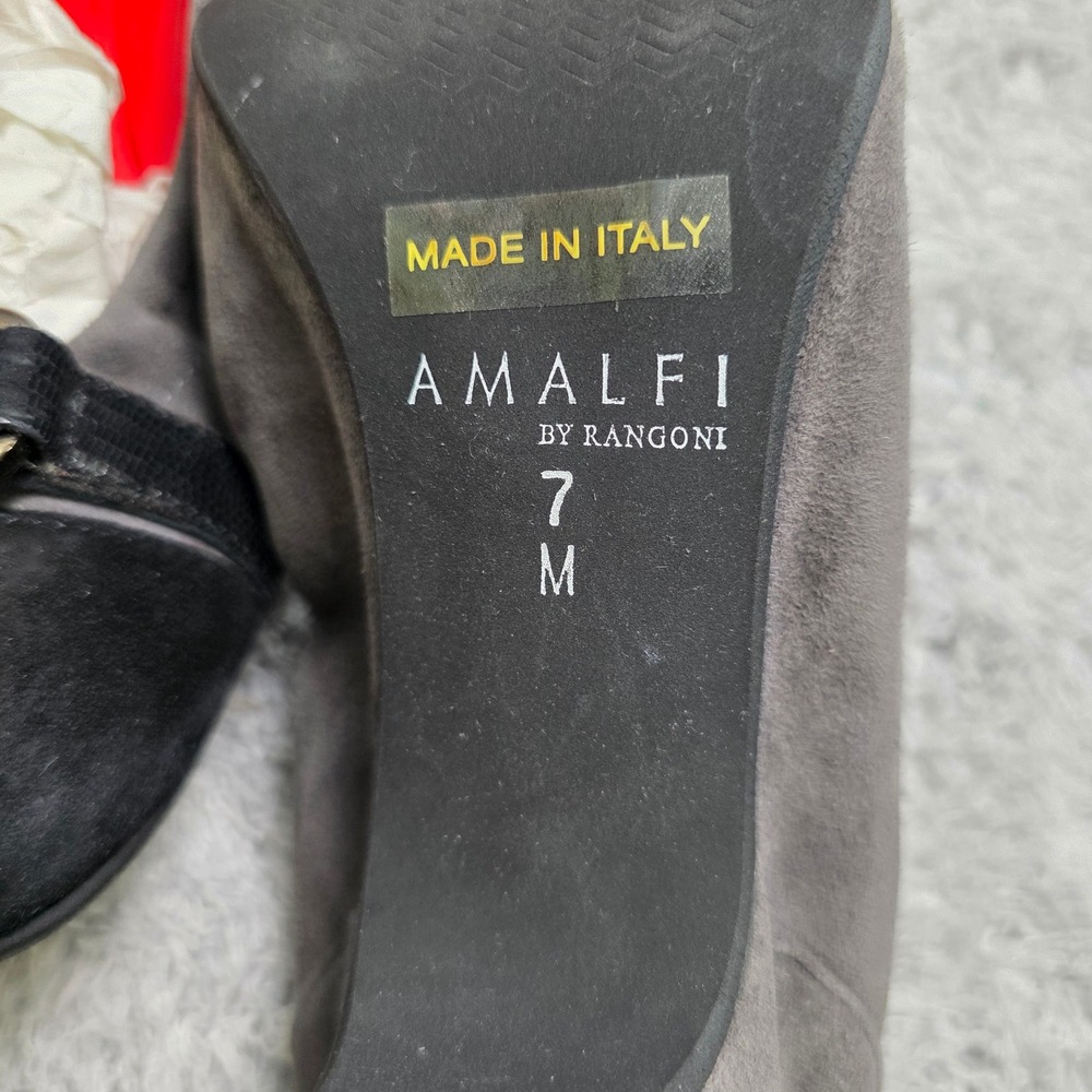 NEW Amalfi by Rangoni Suede Leather Gray Black Heeled‎ Ballet Flats 7M - Picture 6 of 7